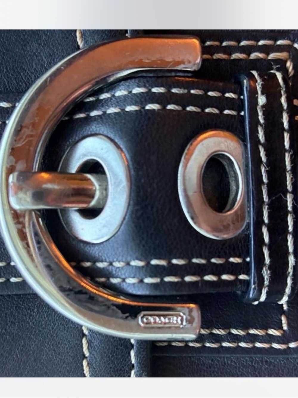 Coach Black Leather Long Wallet with Silver Buckle - Picture 3 of 8
